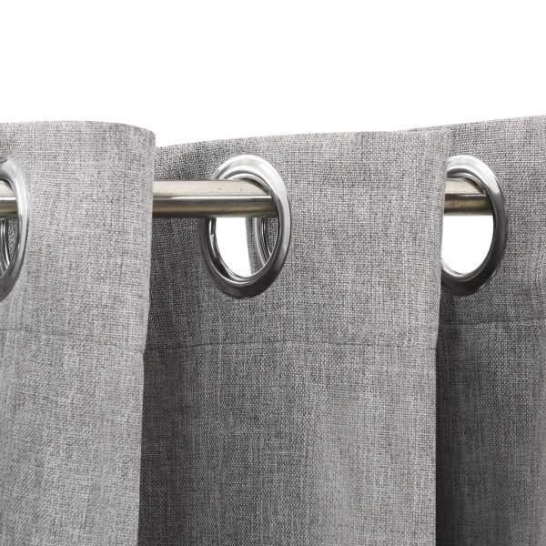 Cortinas opacas aspeto linho c/ ilhós 2 pcs 140x245 cm cinzento - Image 3