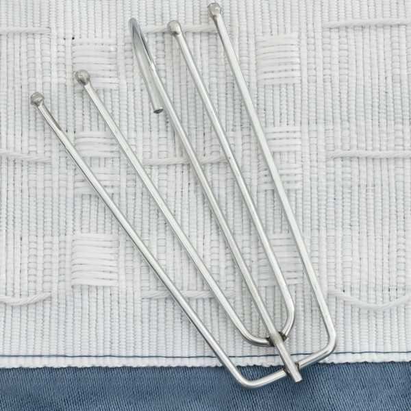 Cortinas opacas aspeto linho com ganchos 2 pcs 140x245 cm azul - Image 3
