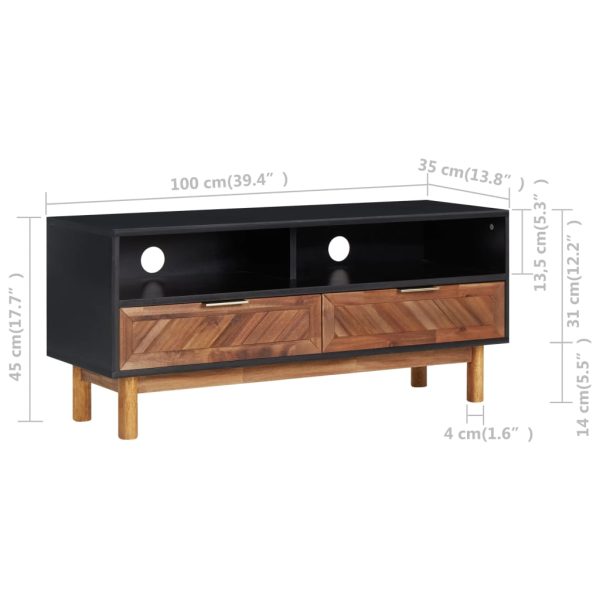 Móvel de TV 100x35x45 cm madeira de acácia maciça e MDF - Image 6