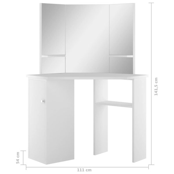 Mesa de maquilhagem/toucador de canto branco - Image 10