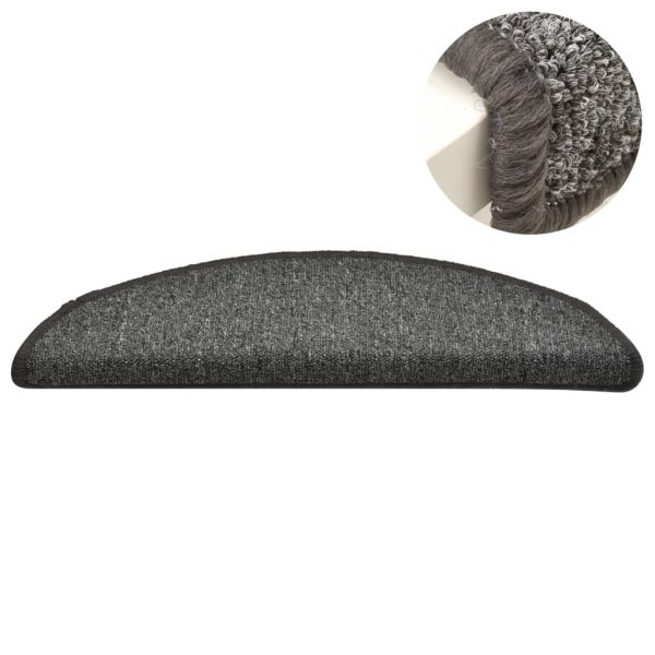 Tapete/carpete para degraus 15 pcs 56x17x3 cm cinza-escuro - Image 4