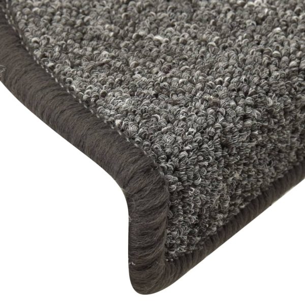 Tapete/carpete para degraus 15 pcs 56x17x3 cm cinza-escuro - Image 7