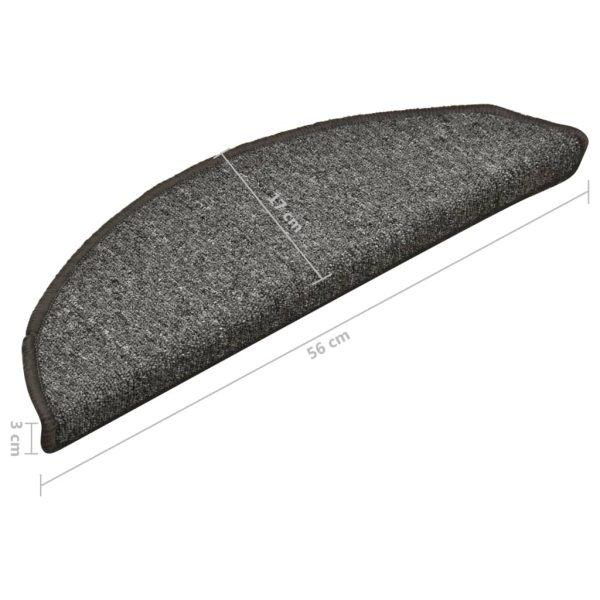 Tapete/carpete para degraus 15 pcs 56x17x3 cm cinza-escuro - Image 9