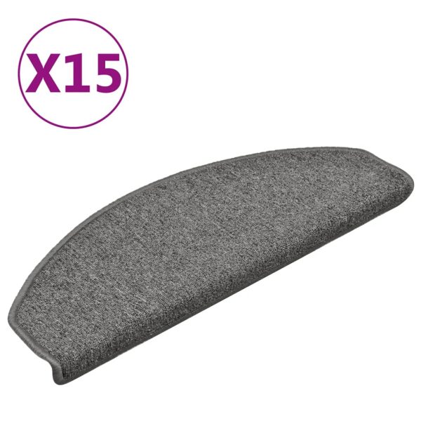 Tapete/carpete para degraus 15 pcs 65x24x4cm cinza-escuro - Image 2
