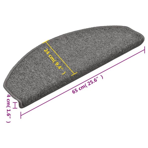 Tapete/carpete para degraus 15 pcs 65x24x4cm cinza-escuro - Image 8