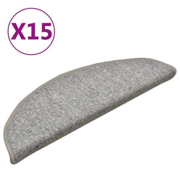Tapete/carpete para degraus 15 pcs 56x17x3 cm cinza-claro - Image 2