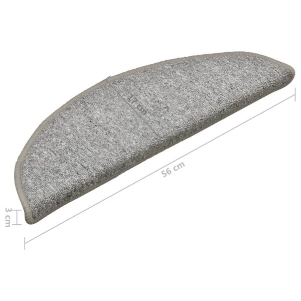 Tapete/carpete para degraus 15 pcs 56x17x3 cm cinza-claro - Image 9