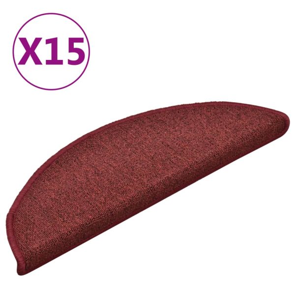 Tapete/carpete para degraus 15 pcs 56x17x3 cm vermelho - Image 2