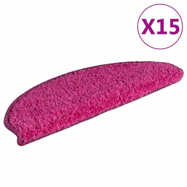 Tapete/carpete para degraus 15 pcs 65x21x4 cm rosa - Image 2