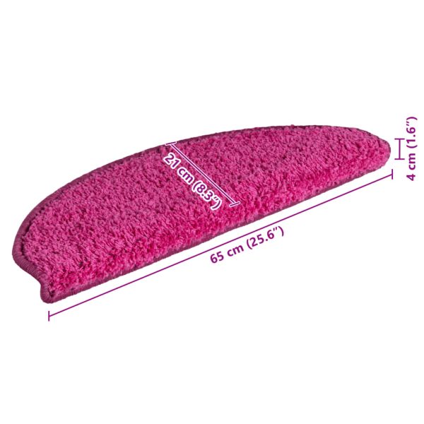 Tapete/carpete para degraus 15 pcs 65x21x4 cm rosa - Image 9