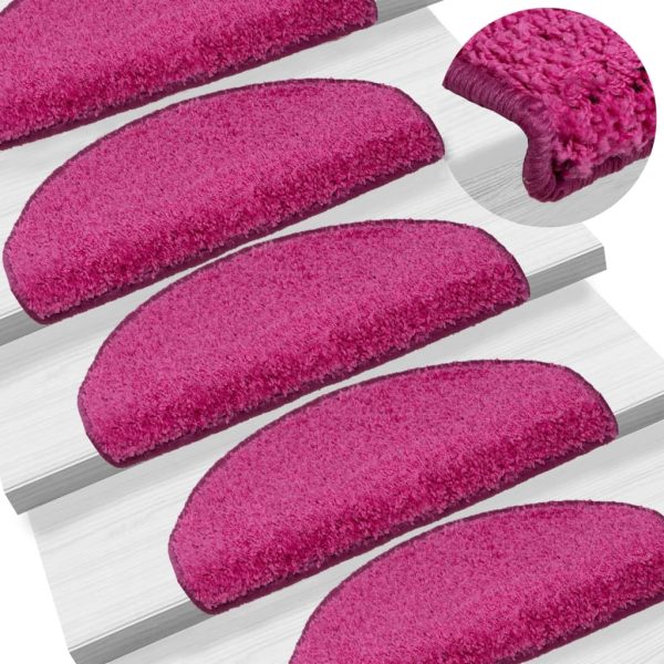 Tapete/carpete para degraus 15 pcs 65x21x4 cm rosa