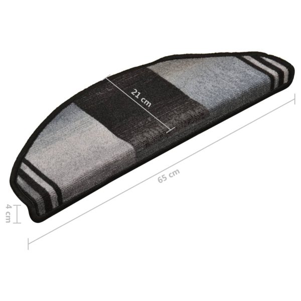 Tapetes de escada adesivos 15 pcs 65x21x4 cm preto e cinzento - Image 9