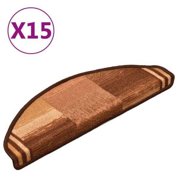Tapetes de escada adesivos 15 pcs 65x21x4 cm castanho - Image 2