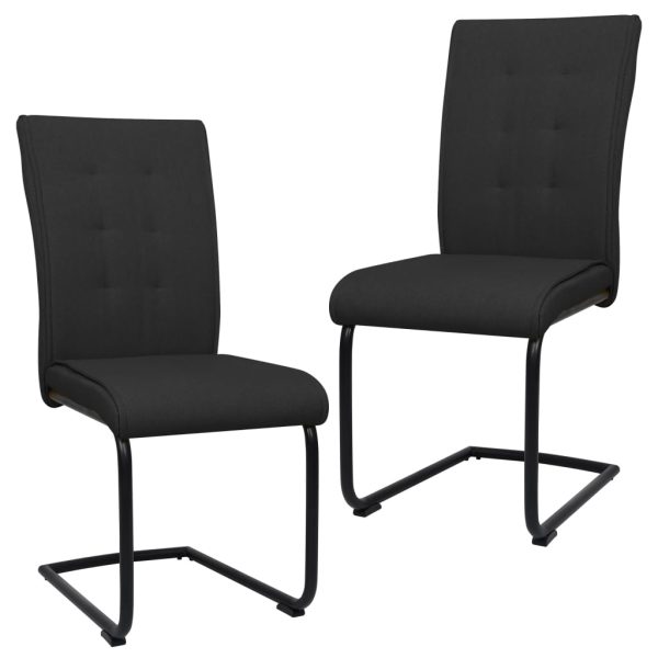 vidaXL Cadeiras de jantar cantilever 2 pcs tecido preto
