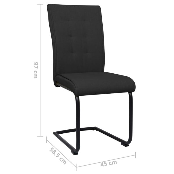 vidaXL Cadeiras de jantar cantilever 2 pcs tecido preto - Image 7