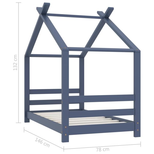 Estrutura de cama para crianças 70x140 cm pinho maciço cinzento - Image 7