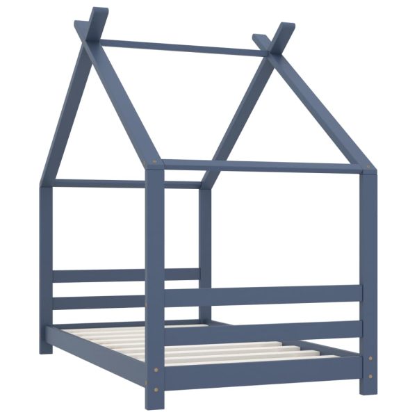 Estrutura de cama para crianças 80x160 cm pinho maciço cinza - Image 2