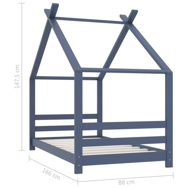Estrutura de cama para crianças 80x160 cm pinho maciço cinza - Image 7