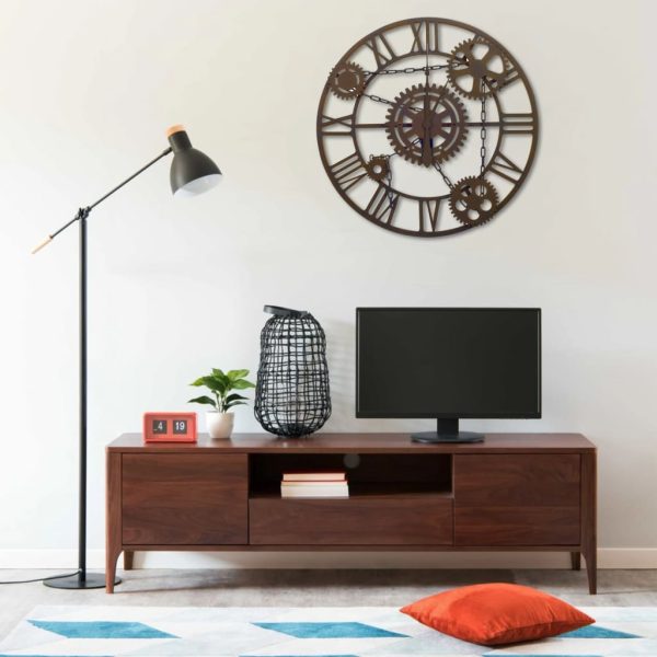Relógio de parede 80 cm metal castanho