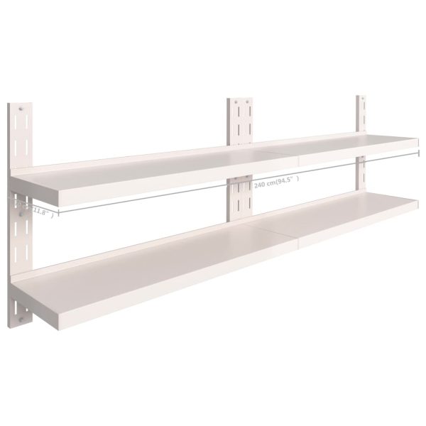 Prateleiras de parede suspensas 2 pcs 240x30 cm aço inoxidável - Image 7