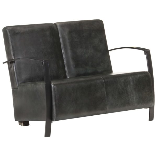 Sofá de 2 lugares couro genuíno cinzento envelhecido - Image 11