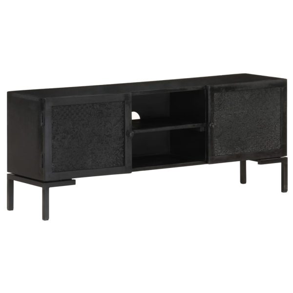 Móvel de TV 115x30x46 cm madeira de mangueira maciça preto