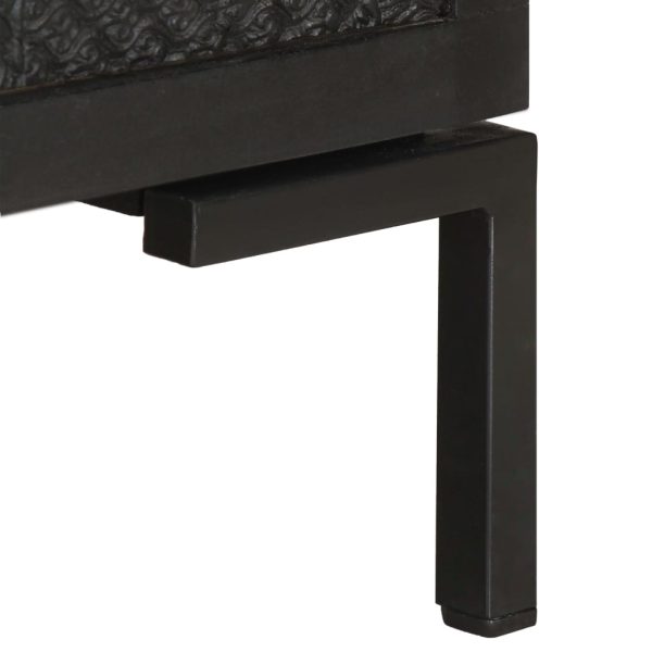 Móvel de TV 115x30x46 cm madeira de mangueira maciça preto - Image 5