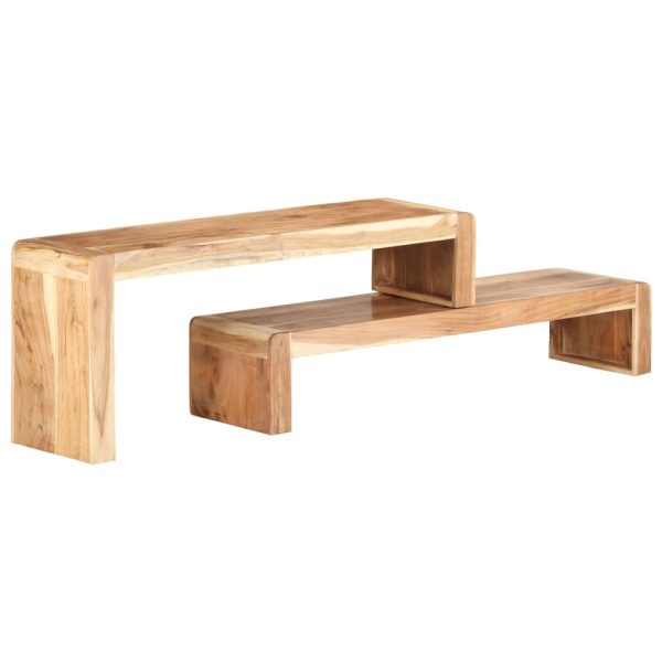 2 pcs móveis de TV cm madeira de acácia maciça - Image 5