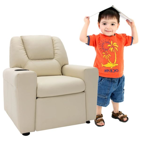 Poltrona reclinável infantil couro artificial branco nata - Image 2
