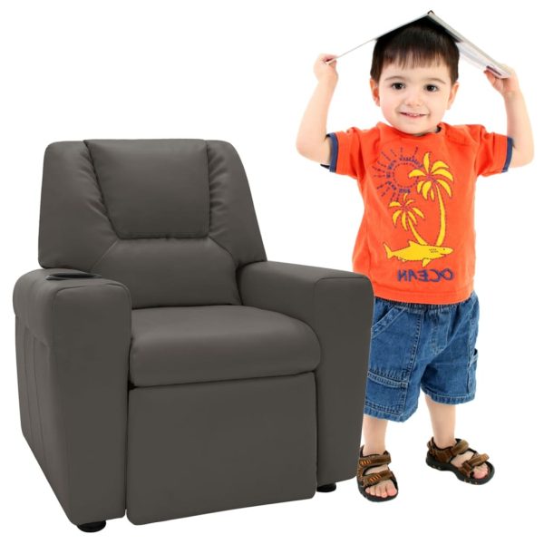 Poltrona reclinável infantil couro artificial antracite - Image 2