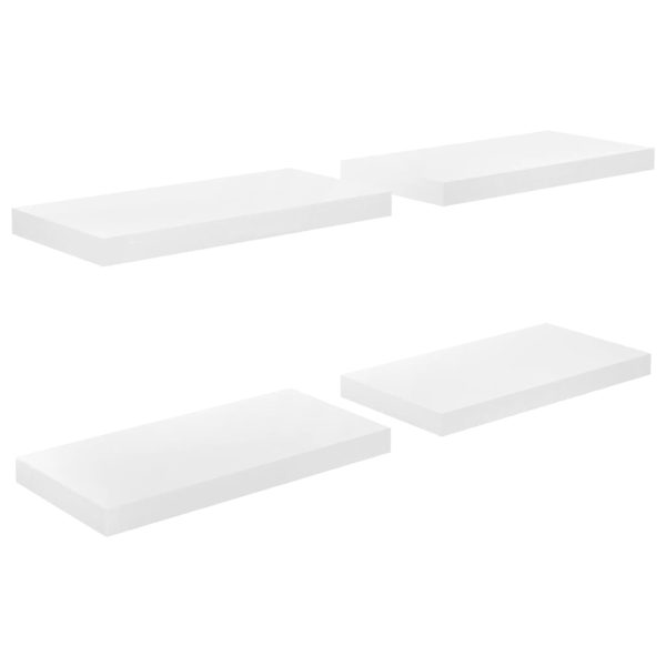 Prateleiras de parede suspensas 4 pcs 50x23x3,8cm MDF branco - Image 2