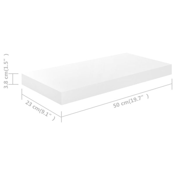 Prateleiras de parede suspensas 4 pcs 50x23x3,8cm MDF branco - Image 8