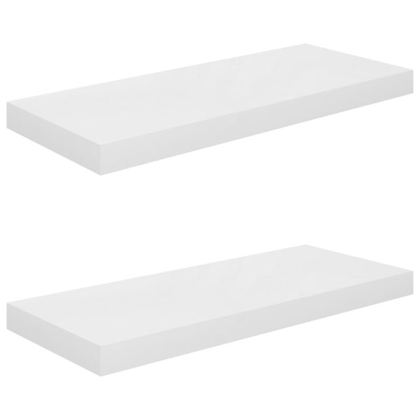 Prateleiras de parede suspensas 2 pcs 60x23,5x3,8cm MDF branco - Image 2