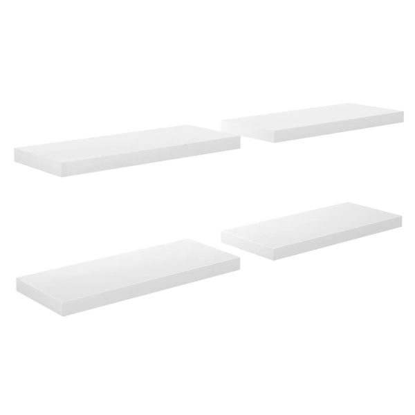Prateleiras de parede suspensas 4 pcs 60x23,5x3,8cm MDF branco - Image 2