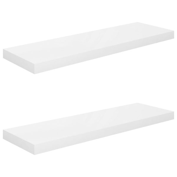 Prateleiras de parede suspensas 2 pcs 80x23,5x3,8cm MDF branco - Image 2