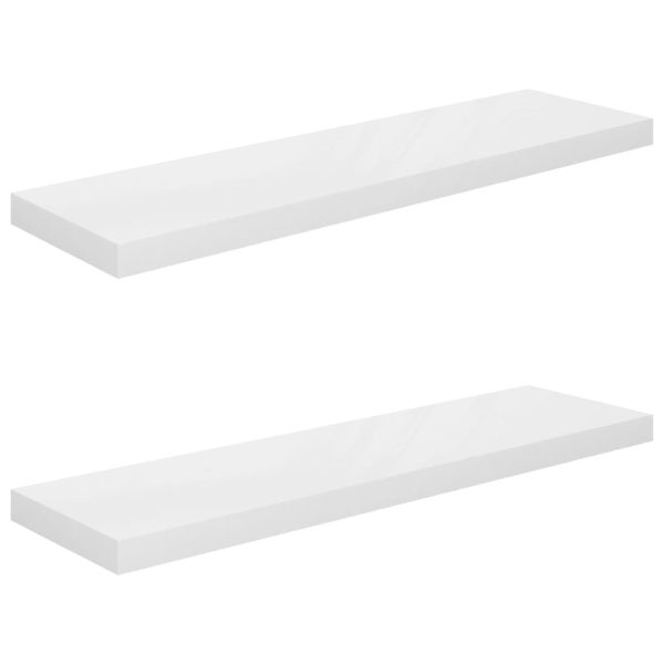 Prateleiras de parede suspensas 2 pcs 90x23,5x3,8cm MDF branco - Image 2