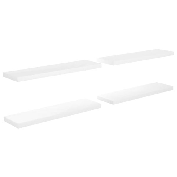 Prateleiras de parede suspensas 4 pcs 90x23,5x3,8cm MDF branco - Image 2