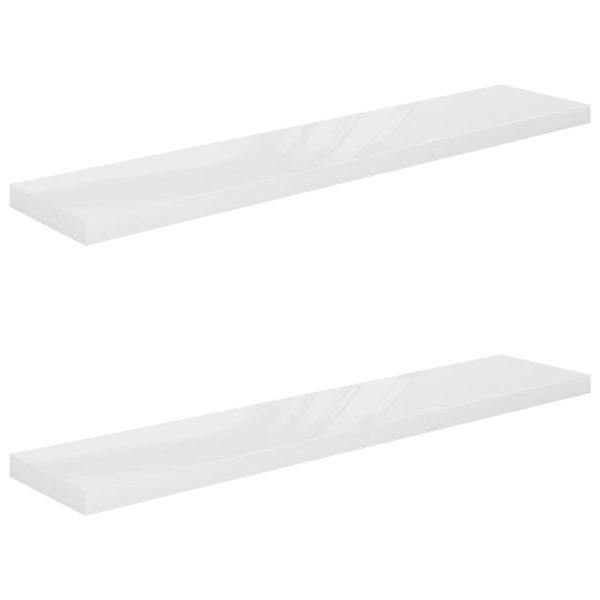Prateleiras de parede suspensas 2 pcs 120x23,5x3,8cm MDF branco - Image 2