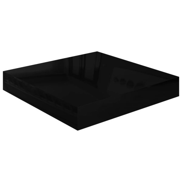 Prateleira parede suspensa 23x23,5x3,8 cm MDF preto brilhante - Image 2