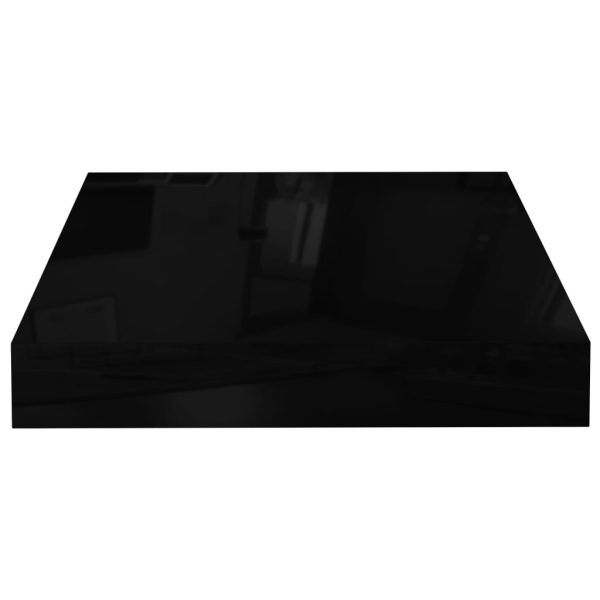 Prateleira parede suspensa 23x23,5x3,8 cm MDF preto brilhante - Image 4