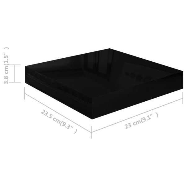 Prateleira parede suspensa 23x23,5x3,8 cm MDF preto brilhante - Image 7