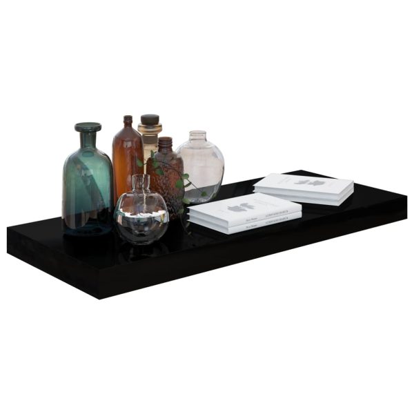 Prateleiras de parede suspensas 2 pcs 60x23,5x3,8 cm MDF preto - Image 3