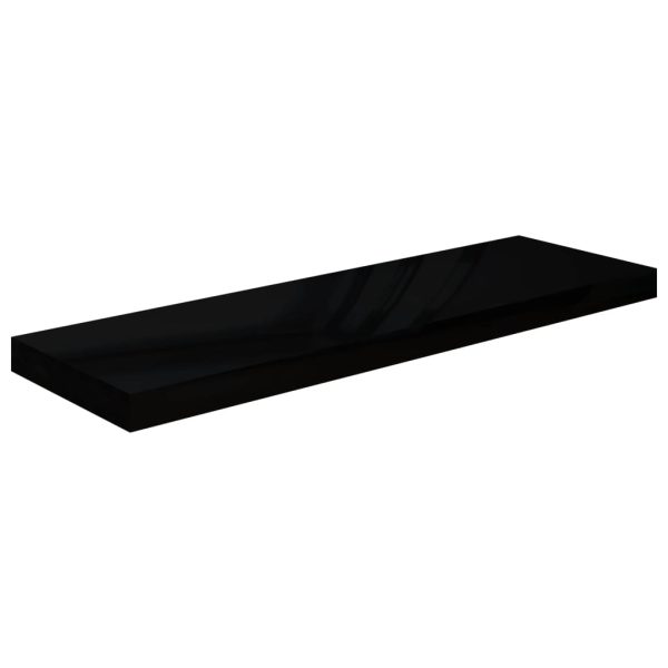 Prateleira de parede suspensa 80x23,5x3,8 cm MDF preto - Image 2