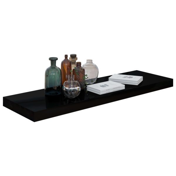 Prateleira de parede suspensa 80x23,5x3,8 cm MDF preto - Image 3