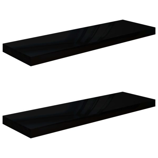 Prateleiras de parede suspensas 2 pcs 80x23,5x3,8cm MDF preto - Image 2