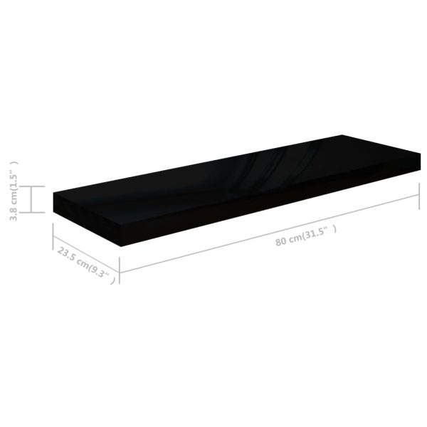 Prateleiras de parede suspensas 2 pcs 80x23,5x3,8cm MDF preto - Image 8