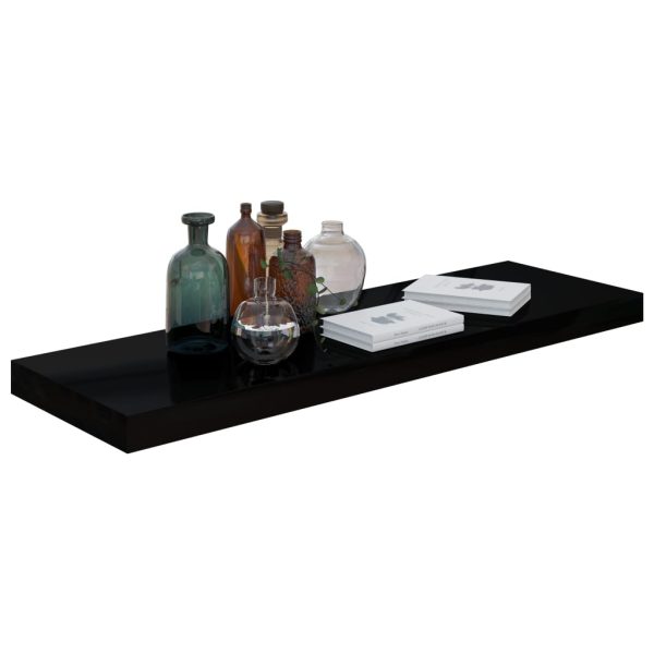 Prateleiras de parede suspensas 4 pcs 80x23,5x3,8cm MDF preto - Image 3