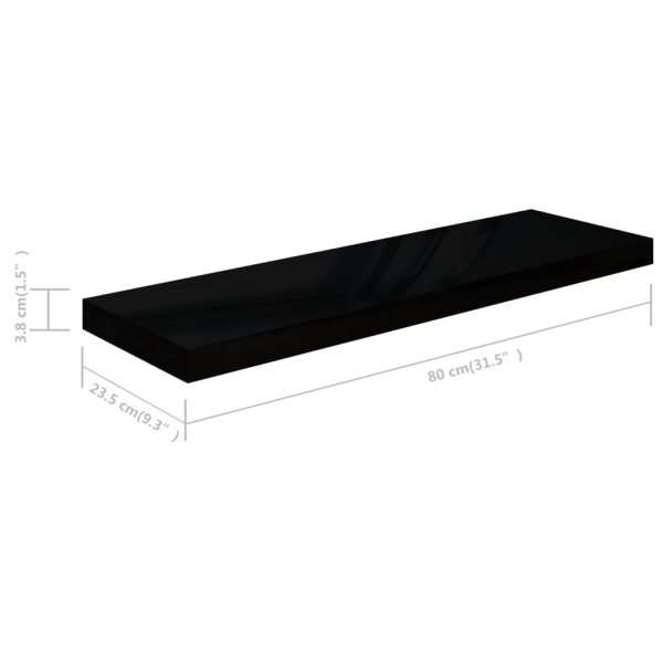 Prateleiras de parede suspensas 4 pcs 80x23,5x3,8cm MDF preto - Image 9