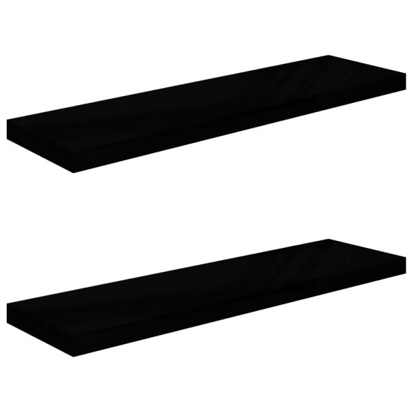Prateleiras de parede suspensas 2 pcs 90x23,5x3,8cm MDF preto - Image 2