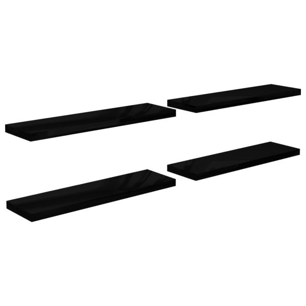 Prateleiras de parede suspensas 4 pcs 90x23,5x3,8cm MDF preto - Image 2